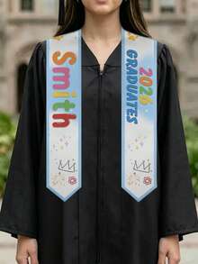 Customizable Graduation Shawls For Children, Graduation Sashes With Personalized Prints Of Names And Years, And Satin Shawls With Cute Paw Prints And Crown Patterns, Suitable For Graduates Of All Ages. - Multicolor - View 7