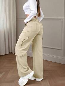 Pantalon cargo élégant et mignon au style Y2K avec boutons et poches multiples, léger. Convient pour la rentrée scolaire, la remise des diplômes, les clubs, les anniversaires, Halloween, Thanksgiving, la fête des mères, les concerts, la gym, la plage, le bureau, le port quotidien, les sports, l'aéroport, la rue, la fête des enseignants, le printemps, l'été, l'automne, l'hiver - Nude - Voir 3