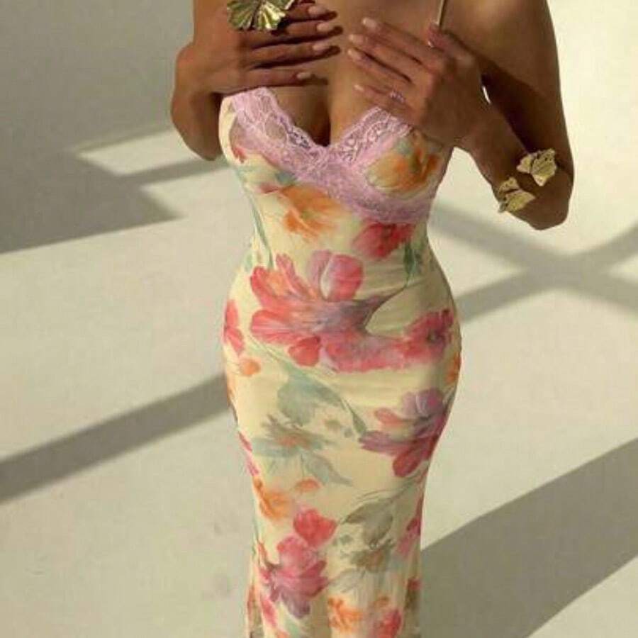 Women's Floral Print Lace Patchwork Spaghetti Strap Dress Summer Outfits Summer Clothes Summer Outfits For Women Summer Holiday Outfits Summer Summer Dress Summer Dresses For Women Vacation Vacation Outfits Women Holiday Outfits For Women Summer Holiday Outfits Vacation Vacation Outfits For Women Summer Vacation Outfits Beach Vacation Outfits For Women Vacation Dresses Valentine's Day Valentine Outfits For Women ValentineGraduation Graduation Dress Graduation Dress For Women Graduation Dr - Café integral - Ver 1