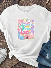 Camiseta clásica con estampado floral de "Milagro de Tres Días" y temática de Pascua - Camiseta casual de manga corta y cuello redondo, lavable a máquina, ideal para primavera, verano y otoño, adecuada para ir al trabajo, a la oficina y para usar en casa (estilo no túnica). Éxito de . - Blanco - Ver 1