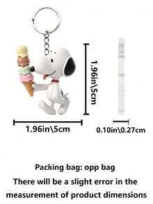 Snoopy Peanuts Themed Acrylic Keychain, Featuring Vibrant Snoopy And Colorful Ice Cream Cone Pattern, Lightweight Bag Charm, Suitable For Daily Accessories - Multicolor - View 3