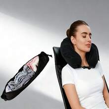 1pc Travel Neck Pillow, Portable Travel Pillow, Travel Storage Bag, Airplane Headrest, Can Be Hung On Luggage, Convenient Storage, Essential For Commuters And Business Trips - Multicolor - View 1