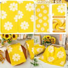 2 Pcs Floral Hand Towels Yellow Daisy Flower Jacquard Cotton Bath Towel Spring Absorbent Dish Towel For Housewarming Home Kitchen Bathroom Decor Gift Set - Yellow - View 1