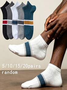 5/10/15/20 đôi tất cổ chân unisex kẻ sọc ngang và dọc thời trang đa năng dành cho mùa xuân/hè. - Nhiều màu - Xem 8