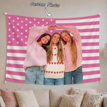 1 Stück personalisierter USA Flagge Portrait Wandteppich, kreativer amerikanischer Flagge personalisierter Polyester dekorativer Wandbehang, Familie Freund Paar Muster Wandteppich, Wohnzimmer Schlafzimmer Büro Heim Dekoration / Raumdekoration / Party Dekoration - Verschiedenfarbig - Übersicht 11