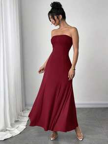 Vestido casual y elegante de mujer de color verde menta con cinta y espalda descubierta.Tiene tres formas de usarlo, se puede combinar con diferentes atuendos, adecuado para salidas casuales diarias, vacaciones en la playa, fiestas en el jardín y - Burdeos - Ver 8
