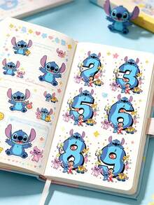 Disney 9张可爱莉萝与史迪奇数字贴纸，迪士尼可爱贴纸，防水贴纸，适用于生日装饰、日记、计划本、美观DIY用品 - 貼紙 - 查看 3