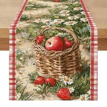 1 Stück Vintage Aquarell Obst Regenschirm & Schmetterling bedruckter rechteckiger Tischläufer, amerikanischer Landhausstil, Polyesterstoff, geeignet für Outdoor Camping/Picknick, Nachmittags-Tee im Frühling, Zusammenkünfte Zuhause, Innen-/Außendekoration, Eingangsbereich, Kaffeetisch, Wohnzimmer, Küche und Esszimmer, Geschenke für Feiertage & Natur - Verschiedenfarbig - Übersicht 4