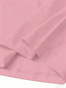 Camiseta de cuello redondo casual de mujer con estampado de oso y letras en relieve, para verano - Rosa Pálido - Ver 3
