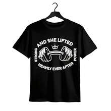 Tops para mujer1 Chaqueta de manga corta para mujer,% algodón, con estampado de cita motivacional para levantamiento de pesas, el regalo de cumpleaños perfecto, regalo navideño para amantes del fitness. - Negro - Ver 1
