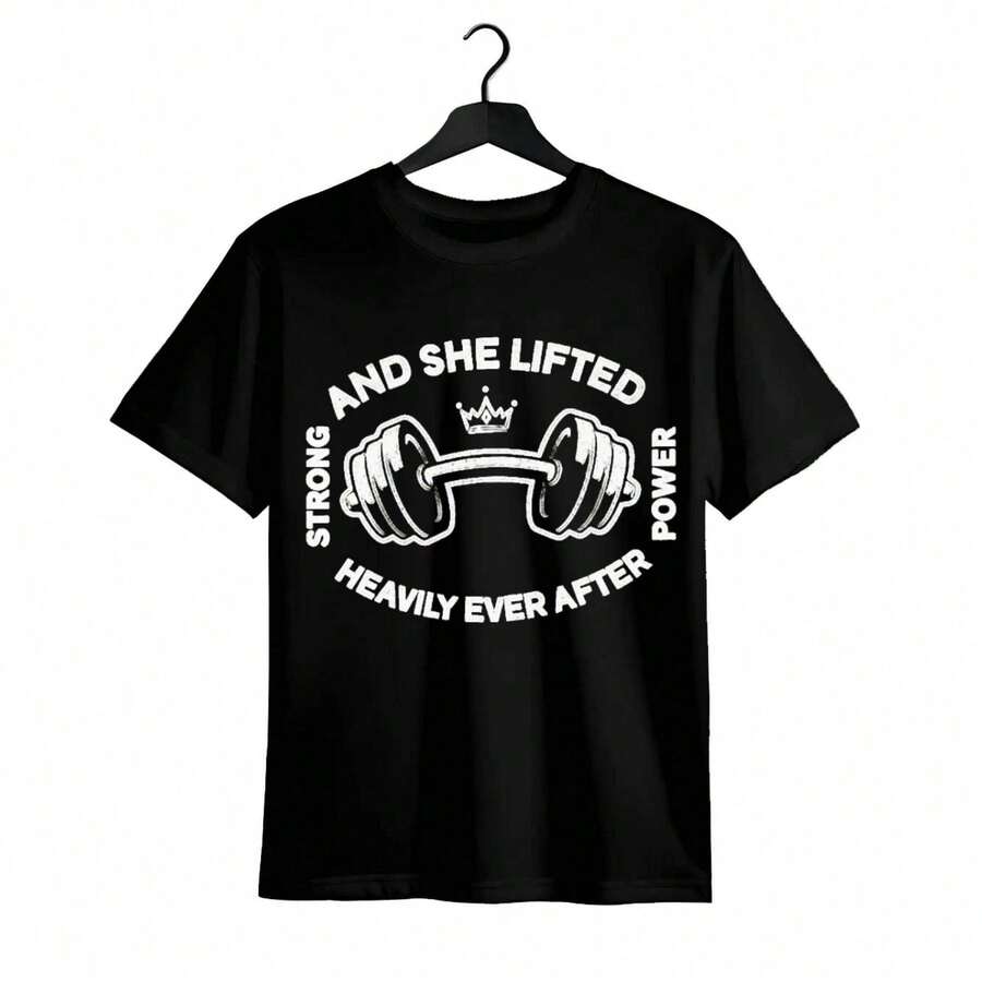 Tops para mujer1 Chaqueta de manga corta para mujer,% algodón, con estampado de cita motivacional para levantamiento de pesas, el regalo de cumpleaños perfecto, regalo navideño para amantes del fitness. - Negro - Ver 1