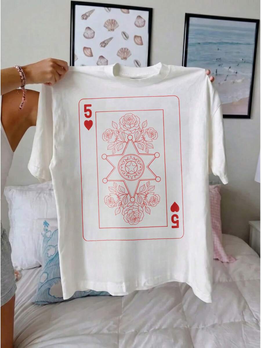 1 Piece 180g Women's T-Shirt, Men's T-Shirt. Casual Cotton Crew Neck T-Shirt. Women's Athletic T-Shirt. Designed By Y2K Generation Artists In The Bababask Style, Made From 100% Pure Cotton. Creative Cartoon Pattern Design, Comfortable Short Sleeves - 白色5 - 查看 1
