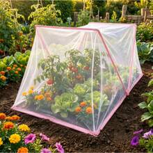 Faltbares Gartenabdecknetz, Pflanzenschutz-Zelt, Gewächshaus-Insektenbarriere, Leichter Kunststoff-Faser-Rahmen, Einfache Installation, Sämlingszucht - Rosa - Übersicht 3