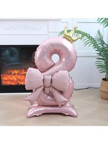 42-Inch Extra Large Pink Crown & Bow Foil Balloon Set, Suitable For Birthday, Anniversary Party Decoration - Multicolor - View 11