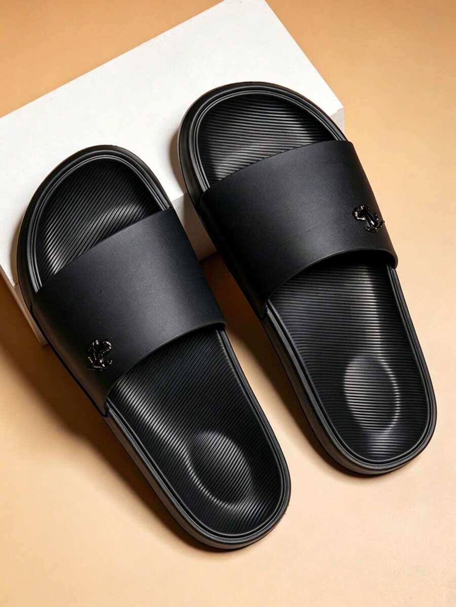 Plus Size Men's Summer Outdoor Slippers, Adjustable Wide Feet Comfortable Soft Sole Casual Sandals - Black and White - View 1