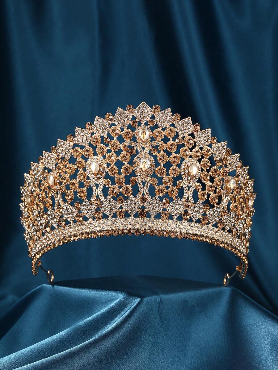 Corona da sposa barocca con lega d'oro e pietre preziose, fascia per capelli da donna. Adatta per matrimoni, feste di compleanno, feste di Ognissanti, decorazioni per costumi da donna