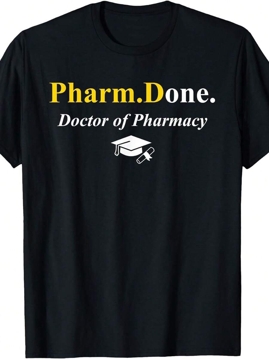 Camiseta de Graduación de Fariara Mujer 0XL-5XL | Diseño de Doctor en Fariharm.D. y Dima, Cuello Redondo, Manga Corta, Camiseta Casual para Atuendos de Fiesta de Graduación de Faréuticos, Ropa de Celebración de Faria