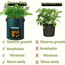 1 Peça Saco para Plantio de Batatas, Com Tampa Articulada e Alça Importada, Saco de Plantio de Jardim Durável, Vaso de Tecido Não Tecido Espesso, Adequado para Tomates, Batatas, Cenouras, Cebolas, Taro, Rabanetes e Outras Hortaliças e Frutas - Multicolorido - Visão 7