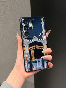 Middle Eastern Style Liquid Silicone TPU Fashion Phone Case With Arabic Calligraphy, Spire, Crescent Moon, And UV Printed Arabic Script And Lighthouse Moon Patterns, Black, Full Coverage, Compatible With 7/8/7 Plus/8 Plus/X/XS/XR/XS Max/11/11 Pro/11 Pro Max/12/12 Pro/12 Pro Max/12 Mini/IPhone13/IPhone13 Pro/IPhone13 Pro Max/IPhone13 Mini/14/14 Pro/14 Pro Max/14 Plus/15 - 黑色3 - 查看 2