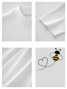 Soft  Camiseta informal con estampado de abejas para mujer.Top de verano cómodo y elegante, ideal para uso diario.Tejido de algodón suave.Disponible en varias tallas.patrón patrón - Blanco - Ver 4