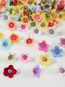 30pcs Assorted Fabric Flower Hair Clips, Minimalist Style Hair Accessories For Girls, Suitable For Daily Use - Multicolor - View 2