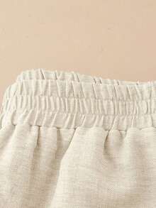 Pantalones casuales de unicolor para mujer, aptos para el verano - Albaricoque - Ver 6