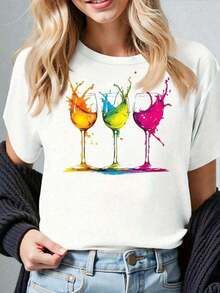 Salpicaduras Coloridas en Copas de Vino: Una Vibrante Exhibición de Líquidos Camiseta de , Gris, Blanca, Blanco Claro, Albaricoque, Rojo Oscuro - Blanco - Ver 5