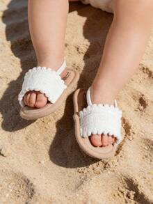 Giày sandal mùa hè cho bé gái, giày tập đi cho trẻ sơ sinh và trẻ mới biết đi, giày váy cho bé sơ sinh và trẻ tập đi. - trắng - Xem 2