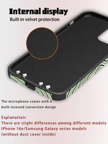 1pc Artistic Visual Illusion Wave Pattern Shock-Proof Dust-Proof Handcrafted Soft Shell Phone Case Suitable For Apple 17 Pro Max/16 Pro Max/16 Plus/13 Pro Max/14 Pro Max 13 14 11 12 Pro 11/15 Pro, Galaxy S24 Ultra, With Speaker Hole Design, Suitable As Holiday Gift - Green - View 10