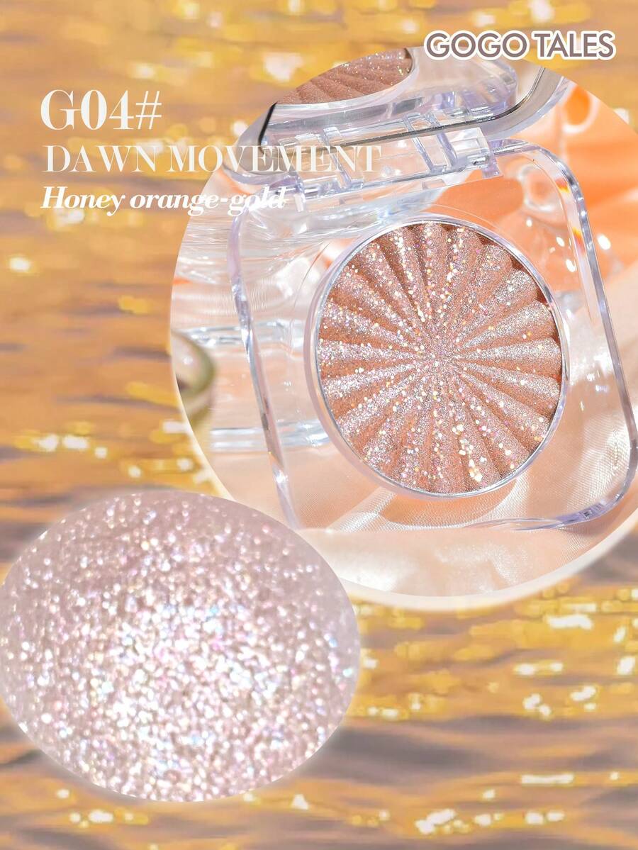 GOGO TALES Solid Color Highlighter Palette, Refined Shimmery Pearl Texture, Smooth Application, Long-Lasting, Enhances Facial Contours, Multi-Colored Highlighter, Suitable For Beginners, GOGOTALES - G04# Dawn Movement - View 1