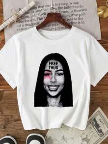 Nueva Camiseta Casual de Verano Esencial para la Conciencia Social, con un diseño blanco de "FREE", esta camiseta te hará sentir responsabilidad social y mostrará tu búsqueda diaria de la libertad - Camiseta Unisex de Estilo Urbano Vintage, de Algodón, Manga Corta y Cuello Redondo. - Blanco - Ver 6
