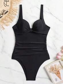 Swim Traje De Baño De Una Pieza De Mujer Con Detalle Recogido - Negro - Ver 7