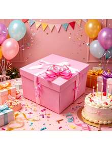 Pink, black, and white exploding box 畢業驚喜爆炸盒，5層多功能爆炸禮物盒，適用於畢業、生日、婚禮、求婚及節日派對 - 查看 12