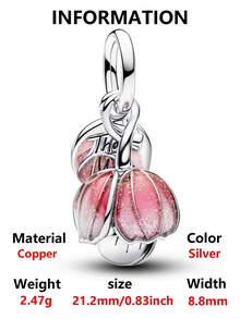 1pc Luxury Romantic Flower & Heart Beaded Pendant, Creative Versatile DIY Bracelet/Necklace, Mother's Day Gift - Multicolor - View 13
