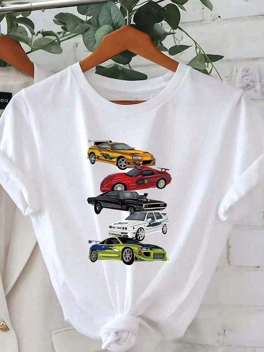 Camiseta de manga corta holgada de una sola pieza para mujer | Camiseta de cuello redondo estampada, pura, cómoda, suave y no irritante, adecuada para citas diarias, viajes, versátil para diversas ocasiones, tallas S-XXL. Básica, de cuello redondo y manga corta. - Blanco - Ver 1