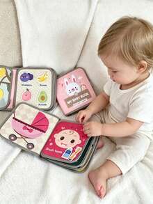 Montessori Quiet Busy Book For Toddlers, 3D Fabric Early Learning Sensory Toy, Reusable Interactive Activity Book For Babies 0+, Fine Motor Skills Development, Preschool Travel Educational Gift - Multicolor - View 11