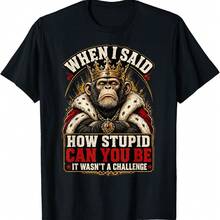 When I Said How Stupid Can You Be Monkey Meme T-Shirt - 黑色 - 查看 1