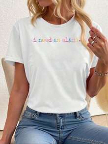 100% Cotton Funny T-Shirt "I Need A Beach Holiday With Retro Style By Alani" - 白色 - 查看 6