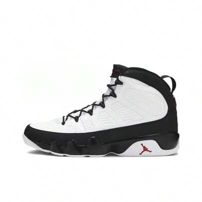 Nike Jordan Air Jordan 9 Retro White, Black, Red - Non-Slip, Lightweight High-Top Retro Basketball Shoes For Men (White/Black)