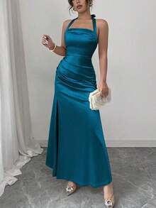 Women Midi Dresses - Blue - View 4
