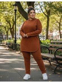 Women's Autumn/Winter Cold Weather Set In Lightweight Fleece, Sizes Gg G1 - Marrón - Ver 1