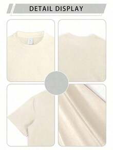Vian Lanman Women's Short-Sleeved T-Shirt, Casual Summer Style, Made Of Soft Cotton, With A Round Neck And Blue Lace Bow. Pink Color. 100% Cotton. - 杏色 - 查看 4