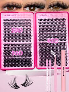 640pcs Eyelash Extension Kit, Suitable For Beginners, 30D 40D 50D Individual Lashes Set Includes Lash Glue, Sealant, Lash Tweezers, For DIY Use At Home, Eyelash Personal Care Set - Black - View 10