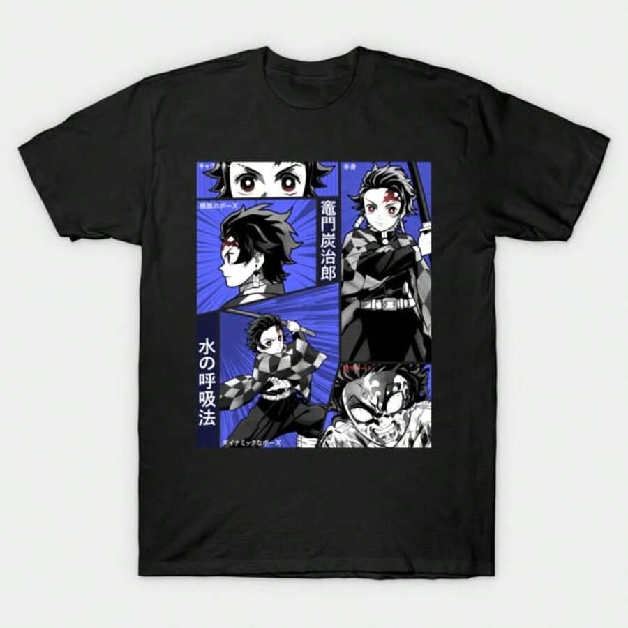 Tanjiroo Comic T-Shirt 220g. Men's AL1Godn Foundation, 220g Of Pure Comfort. Created For Every Human Being, Whether Woman Or Man. Consistent Fabric Of Optimal Quality, Prepared For Any Size, Soft To The Touch But Designed To Hold Up. Breathable Outerwear For Women, Autumn Sets, Vacation Outfits, New Year's Costumes For Her. - 黑色 - 查看 1