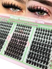 240pcs Spikes Lash Cluster Eyelash Extensions Thick Individuals Lashes 10-16mm Mega Wispy Eyelash Extension D/DD Curly Lash Extension Unique Spiky Cluster Individuals Fairy Cluster Lashes Mink Lash Extension DIY At Home - D - 查看 6
