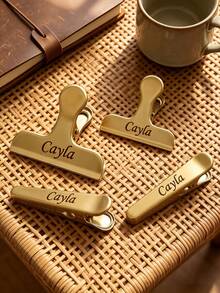 Customized Personalized Gold Loose-Leaf Folders, Customized Engraved Metal Paper Clips, Simple Gold Planner Folders, Name Customized Office Folder Gifts, Suitable As Gifts For Teachers, Colleagues, Men, Women, Graduation Gifts - Multicolor - View 7