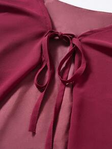 Đầm mini dáng chữ A không tay cổ chữ V bằng chiffon gợi cảm mùa hè dành cho nữ, vạt bất đối xứng, thiết kế buộc dây hở lưng, màu đỏ tía thanh lịch, quà tặng cho vợ, mẹ, bạn gái nhân dịp kỷ niệm. - Màu Đỏ Sâu - Xem 7