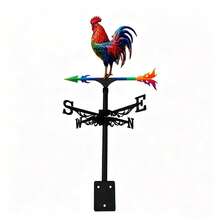 Colorful Rooster Metal Weathervane, Outdoor Yard Decor, Rust-Resistant Durable Wind Direction Indicator, Ideal Gift For Independence Day, Christmas, Holidays - A - View 14