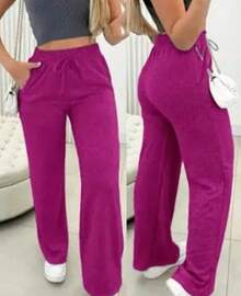 Lightweight Wool Leggings With Pockets, Ideal For Those Slightly Chilly Days, Super Comfortable. - Hot Pink - View 2