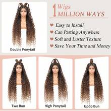 Full Lace Square Braid Wig, Women's Full Lace Braid Wig, Bohemian Curly Hair, Synthetic Lace Front Braid Wig With Baby Hair, Dreadlocks, Corn Braid Wig, For Everyday Wear, Halloween - Multicolor - View 8